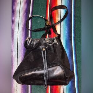 Vintage François Marot Paris Handmade Leather Suede Crossbody Bag Made in France